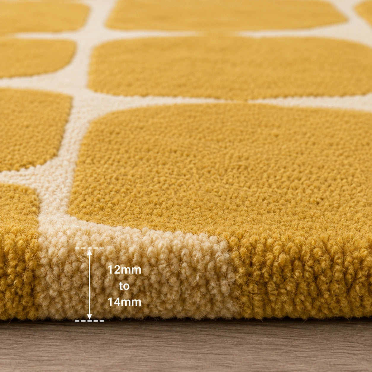 Yellow sunbeam area wool rug