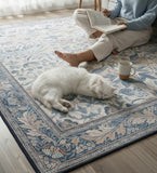 Blue Floral Rug - Machine Washable