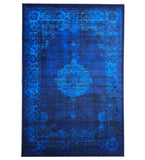 Blue patterned rug on a white background