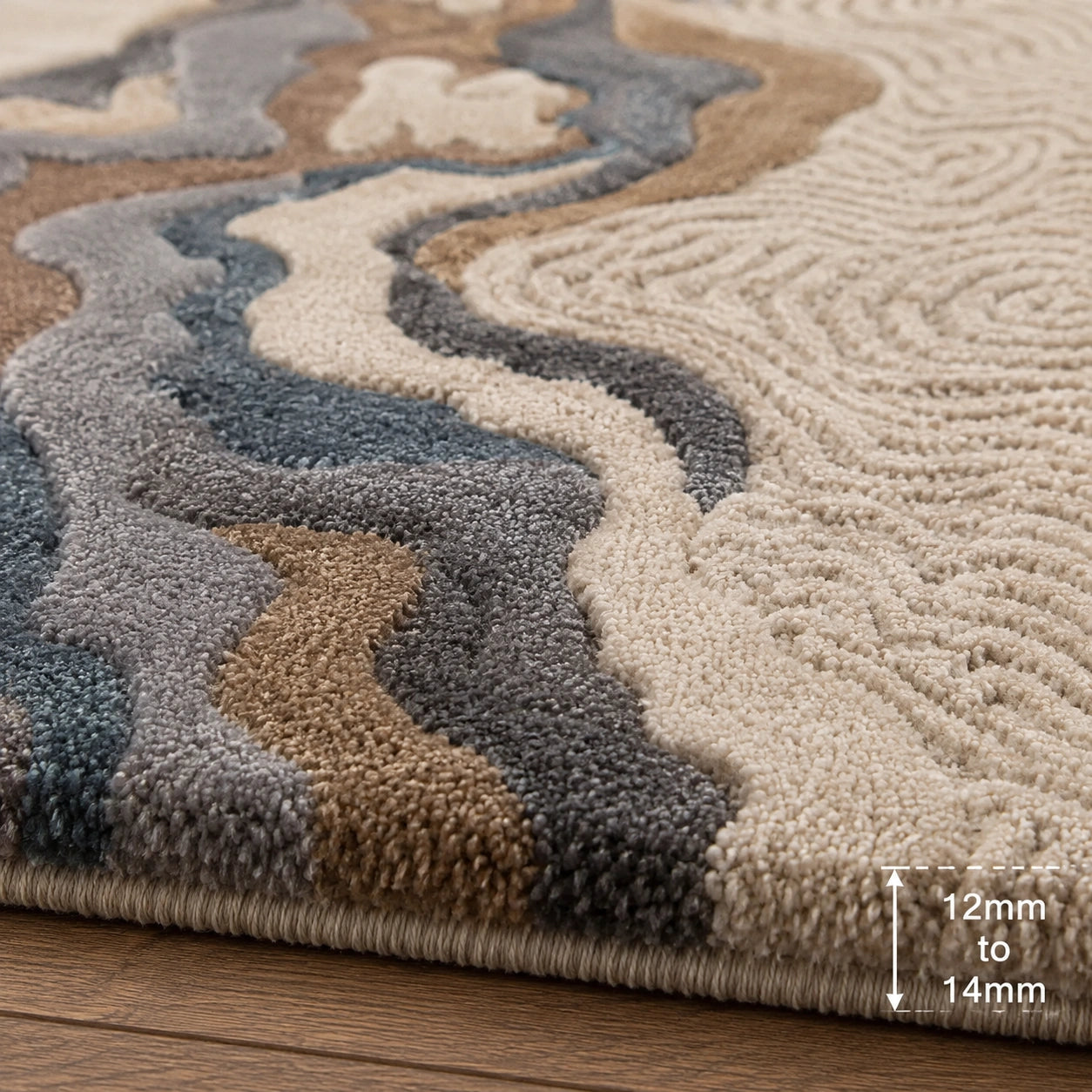Brown and cream wool rug