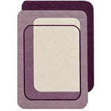 Purple 8x10 rectangular wool area rug for living room with layered geometric plum and ivory borders