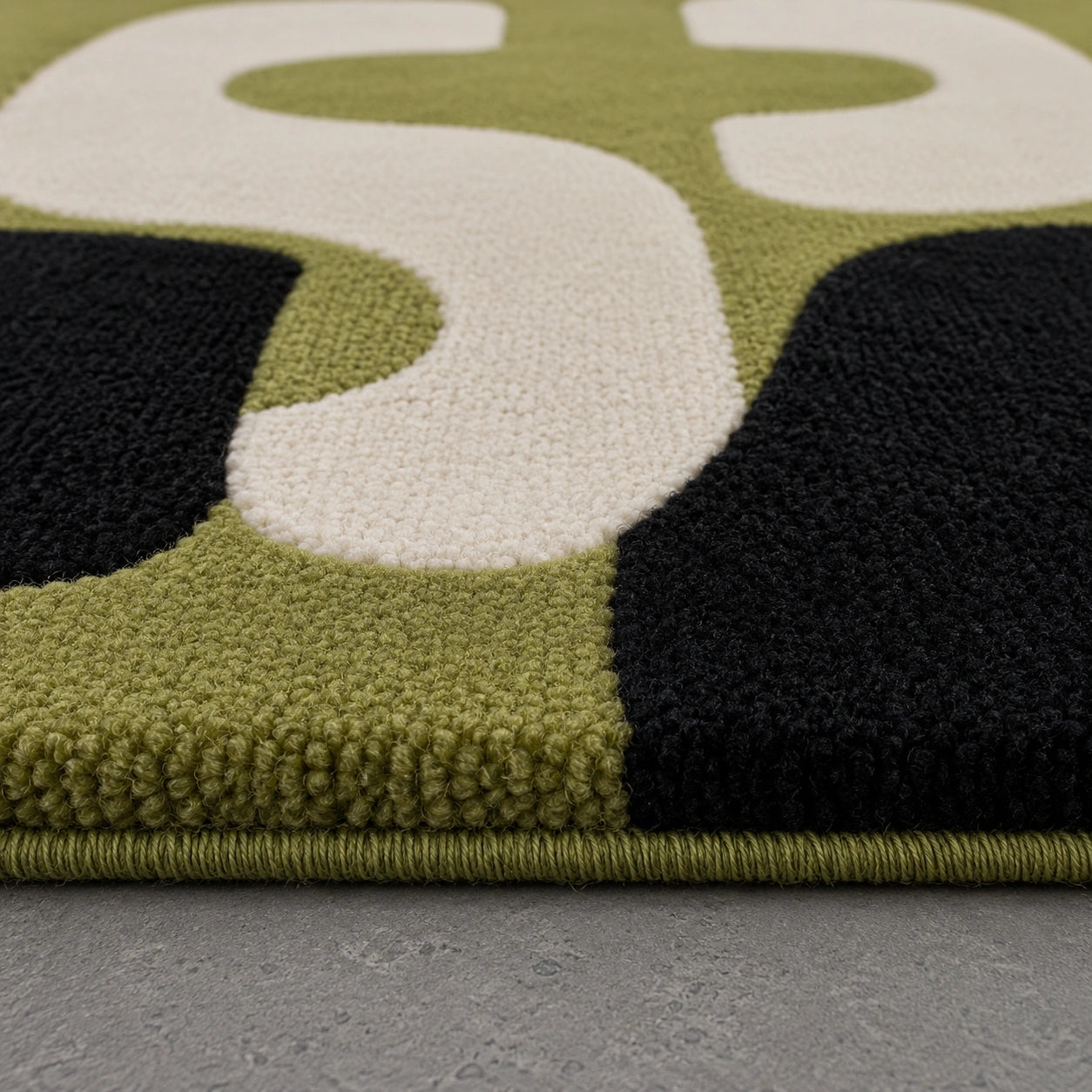 Olive green modern wool rug