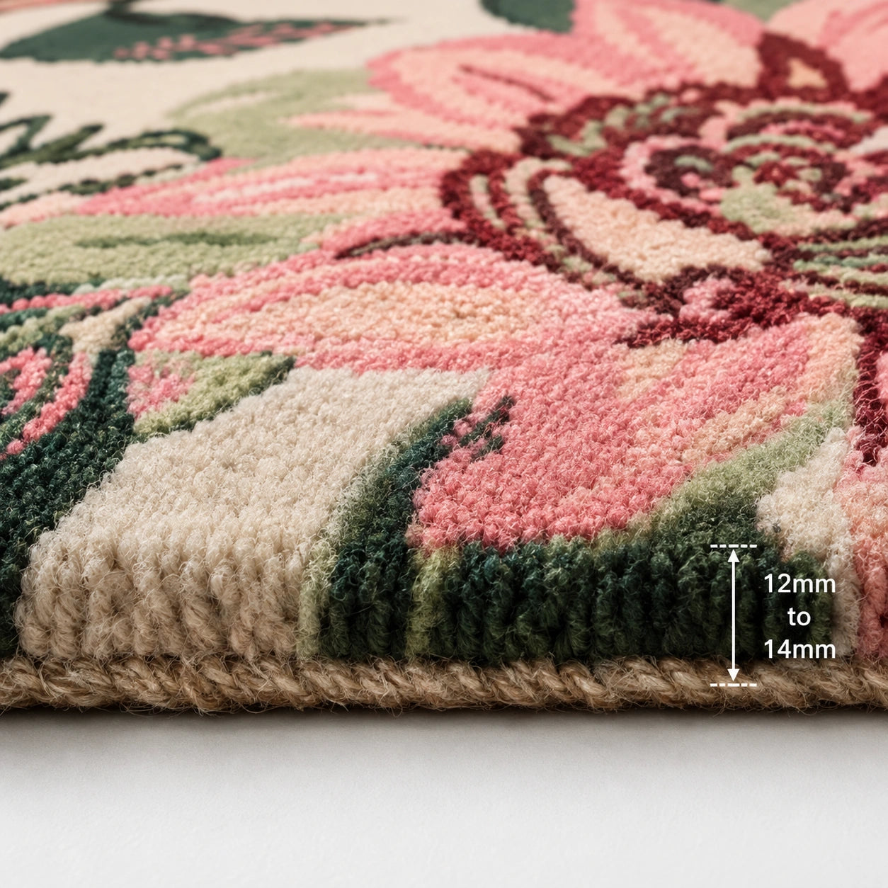 pink and green hand tufted rug