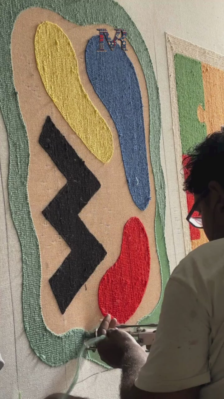 Abstract rug hand tufting process
