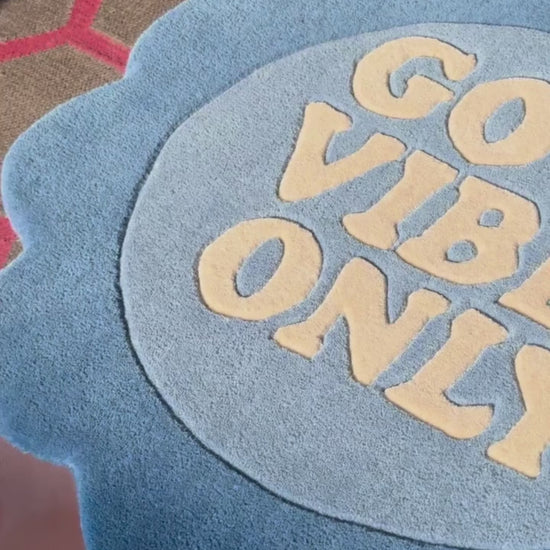 Good vibes only rug for creative spaces or studios or can be placed anywhere