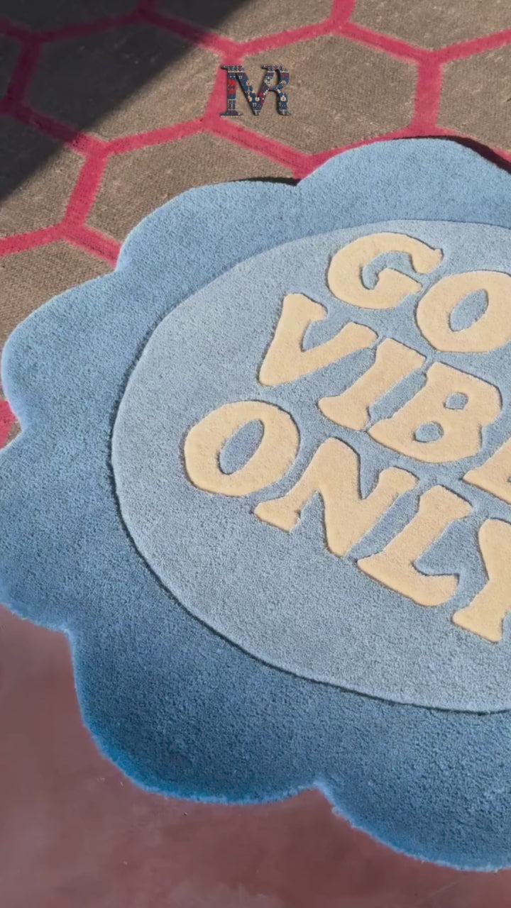 Good vibes only rug for creative spaces or studios or can be placed anywhere