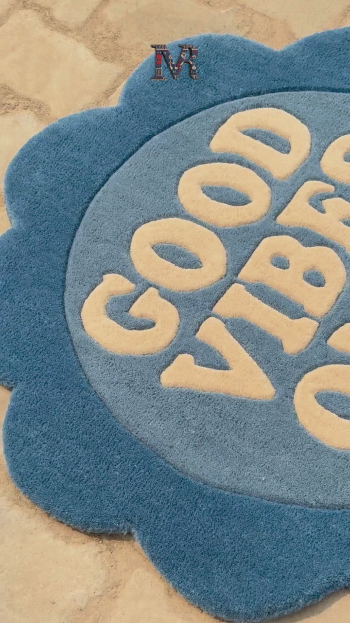 Good vibes only flower shaped beautiful rug