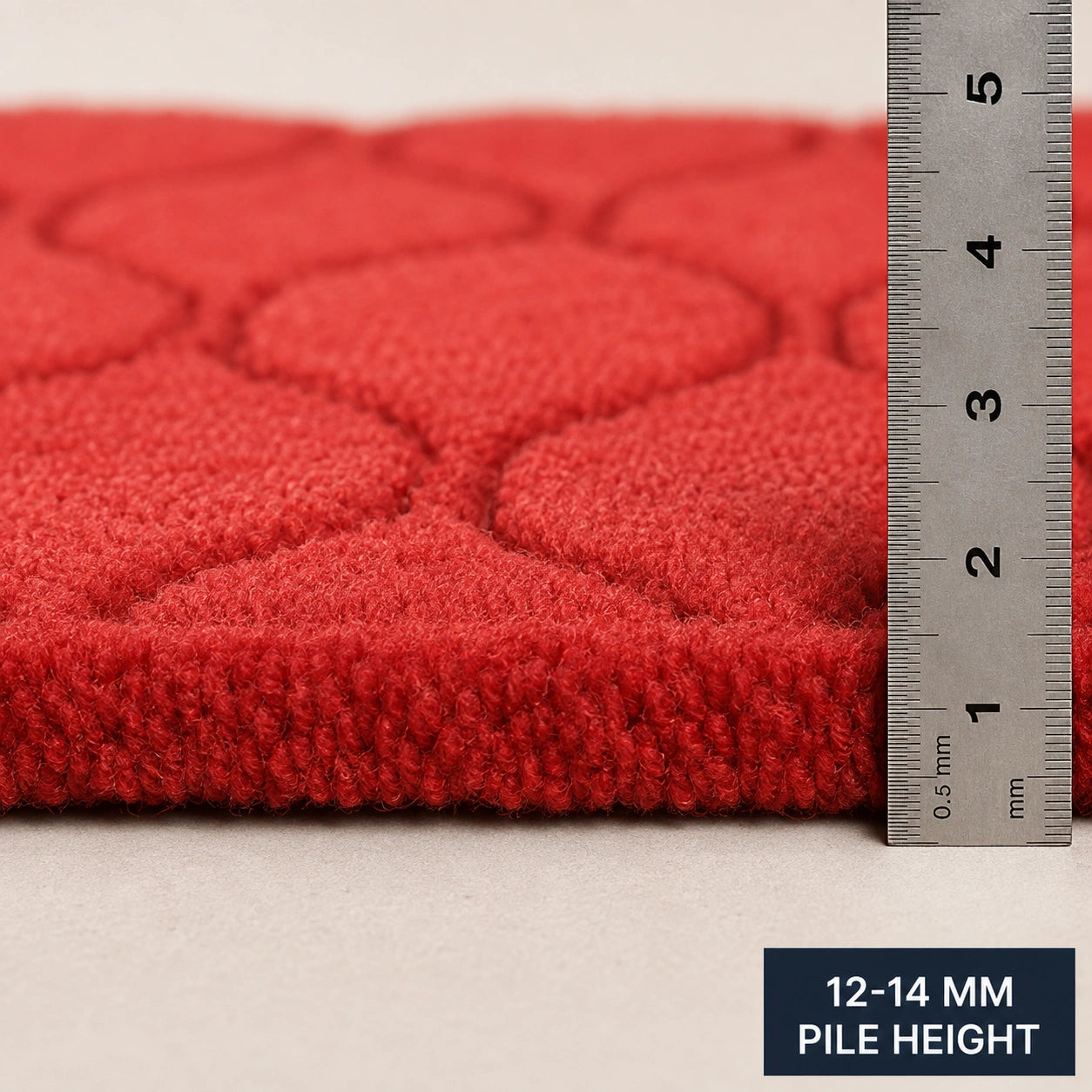 Red embossed modern wave wool rug