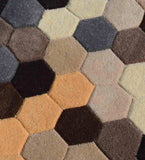 Hexagon pattern runner rug in neutral and earth tones
