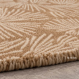 Beige and ivory 9x12 rectangular floral area rug for living room with repeating botanical design